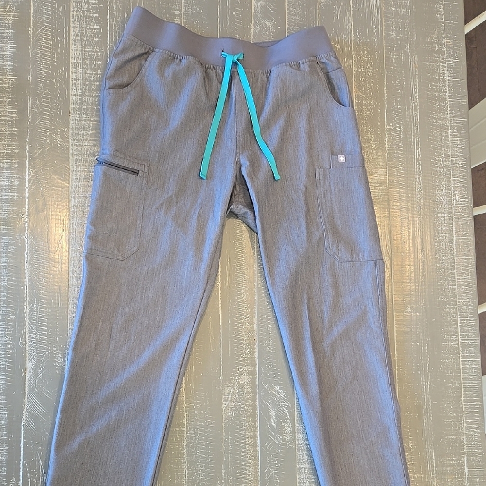 Figs Gray and Blue Straight Leg Pants